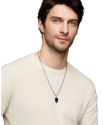 Shield Amulet Pendant with Black Onyx and Pav&eacute; Black Diamonds