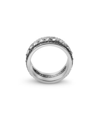 Men's Sterling Silver Pyramid Band with Black Diamonds