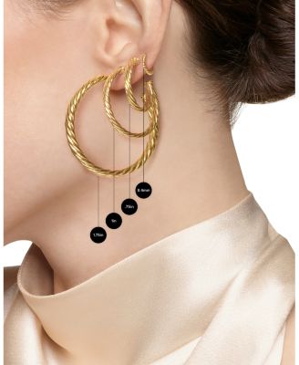 18K Yellow Gold Diamond Pav&eacute; Crossover Huggie Hoop Earrings