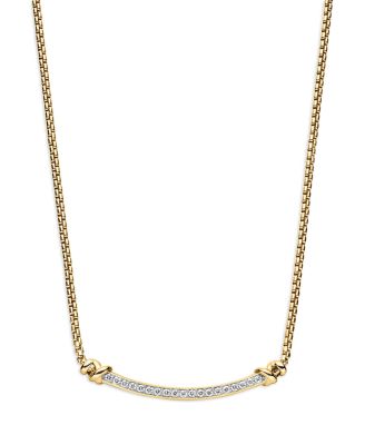 David Yurman - Petite Helena Station Necklace in 18K Yellow Gold with Diamonds, 17"