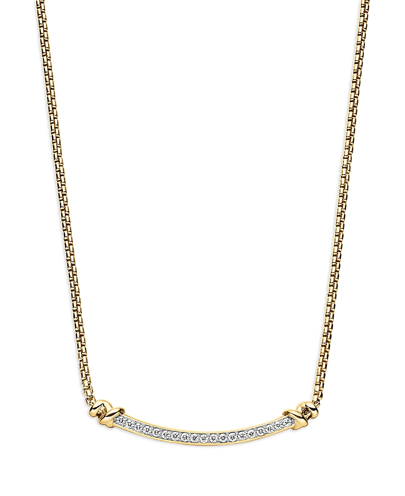 David Yurman Petite Helena Station Necklace in 18K Yellow Gold with Diamonds, 17