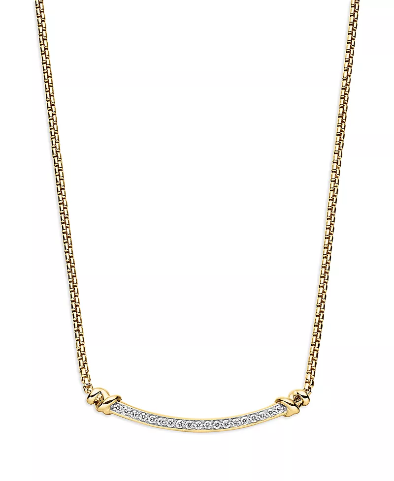 David Yurman Petite Helena Station Necklace in 18K Yellow Gold with Diamonds, 17