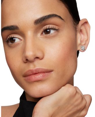 Sterling Silver Petite Starburst Stud Earrings with Diamonds