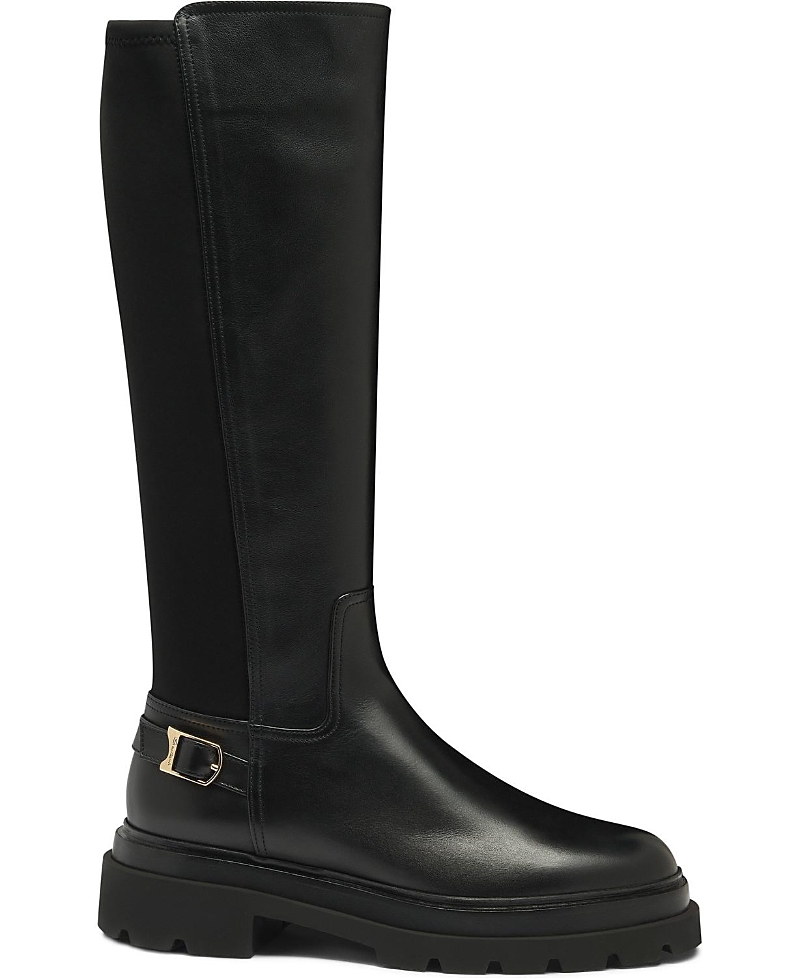 Santoni Erin Black Lugsole Boot In Black