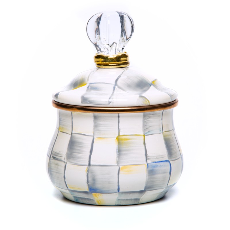 Mackenzie-childs Sterling Check Lidded Sugar Bowl