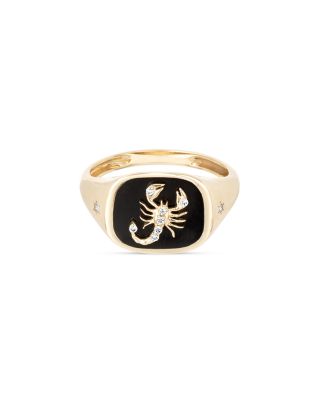 Adina Reyter 14K Yellow Gold Diamond & Ceramic Zodiac Scorpio Signet Ring, 0.028 ct. t. w.