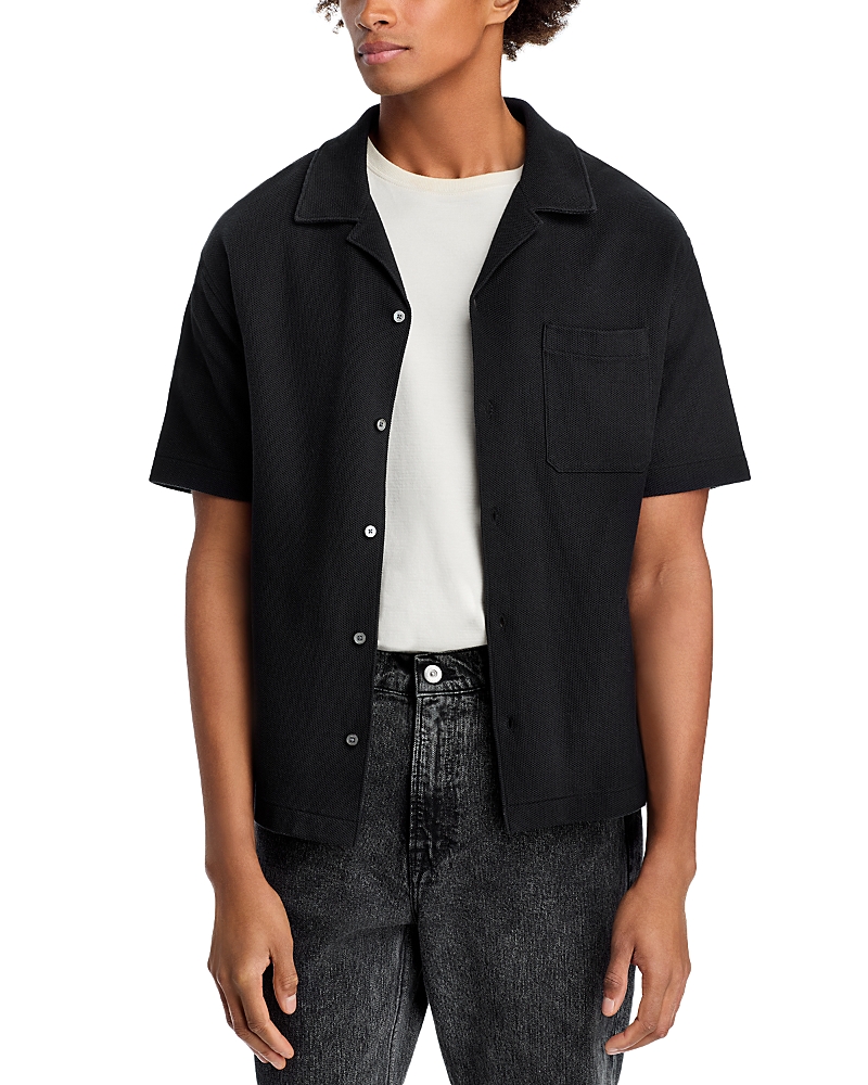 Shop Frame Men's Jacquard Short Sleeve Camp Shirt In Black