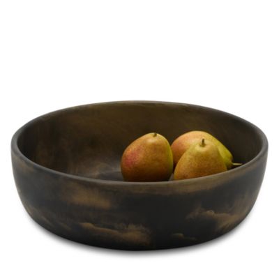 Hugo Black and Gold Swirled Small Resin Serving Bowl, Set of 2