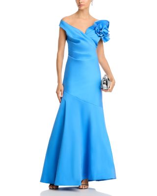 Stretch Gazar Side Drape Gown 