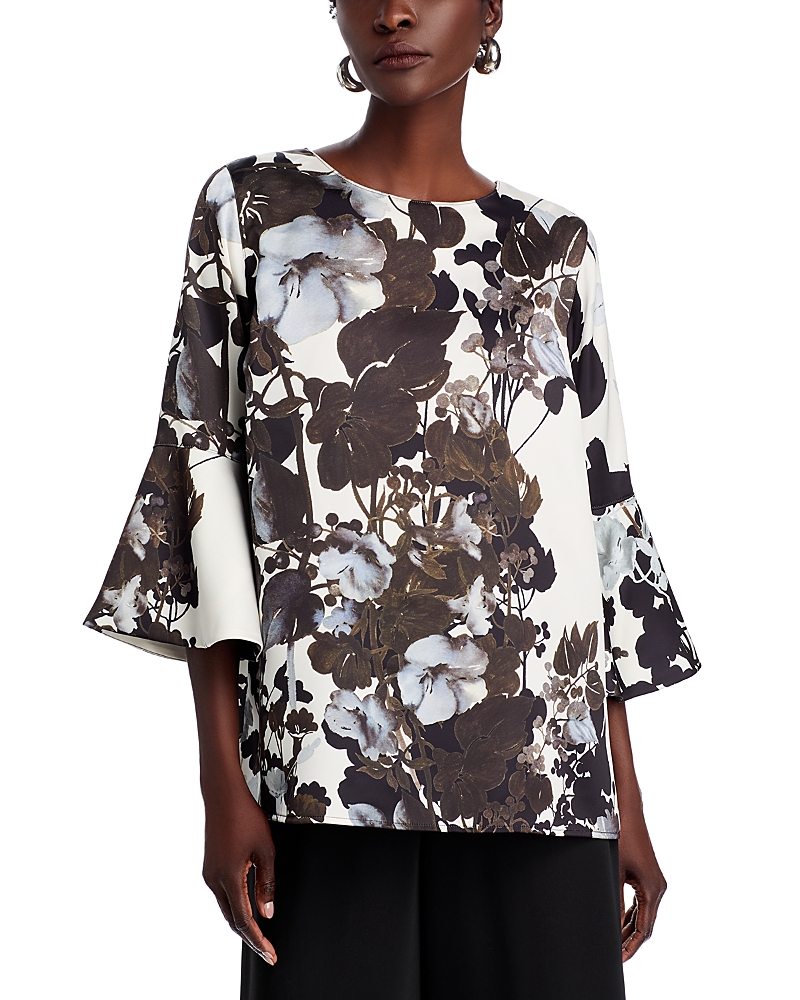 Caroline Rose Bella Crepe Top In Multi Black