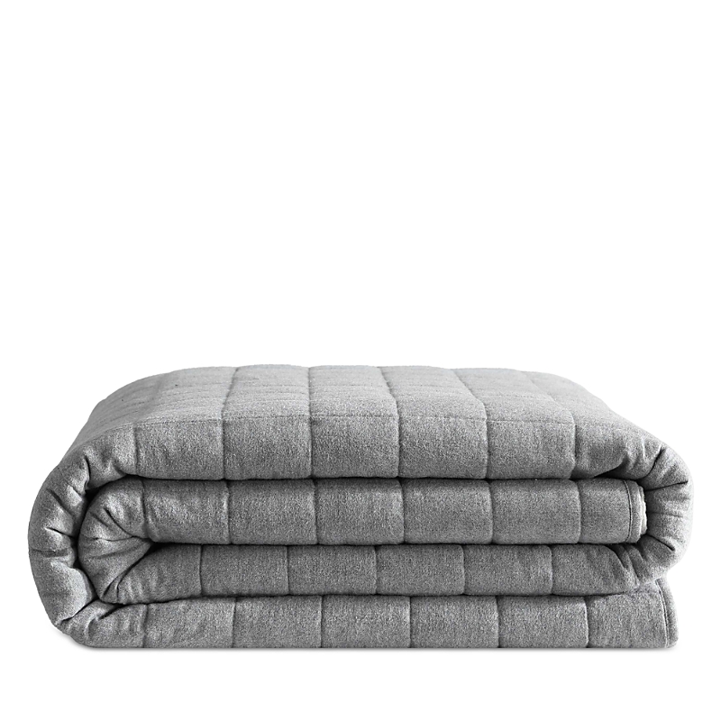 Calvin Klein Melange Flannel Quilt, Queen In Silver Grey