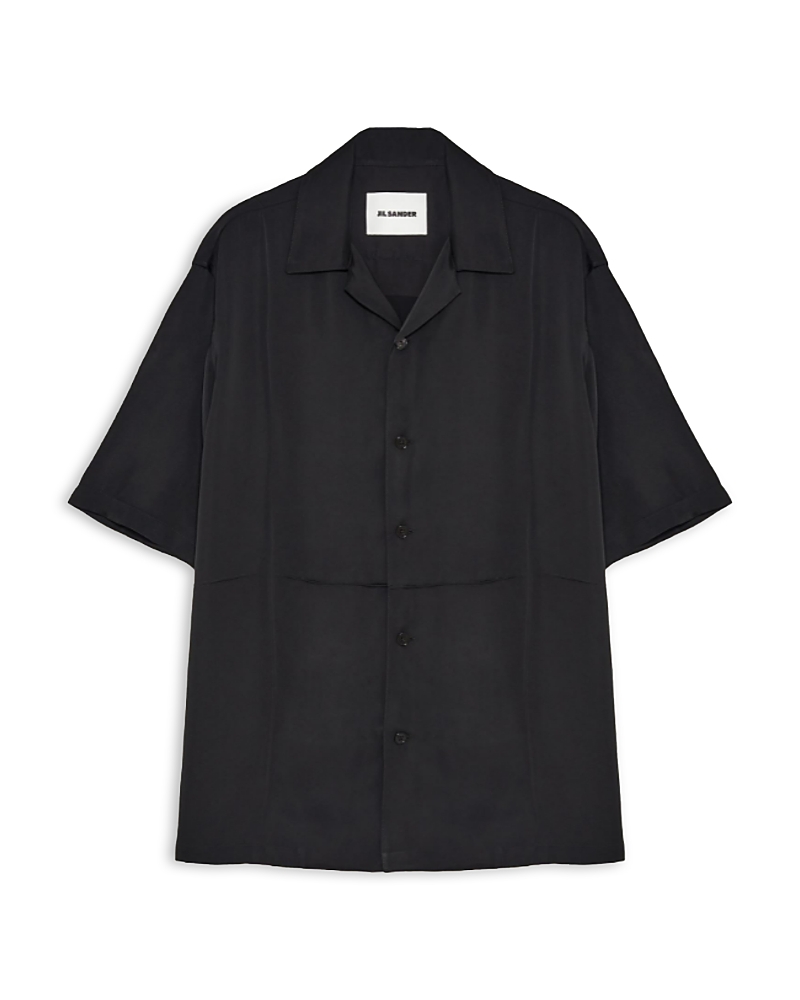 Jil Sander Solid Camp Shirt In Black