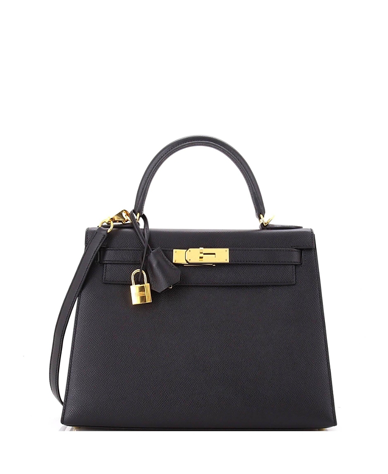 Pre-Owned Hermes Kelly 28 Handbag Black Epsom with Gold Hardware