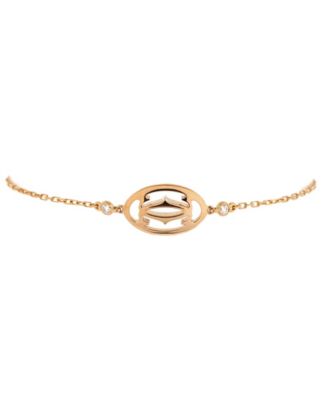 Pre-Owned Cartier Double C Logo Bracelet 18K Rose Gold with Diamonds