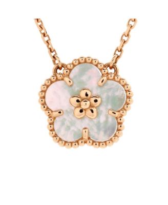 Pre-Owned Van Cleef & Arpels - Lucky Spring Plum Blossom Pendant Necklace 18K Rose Gold and Mother of Pearl