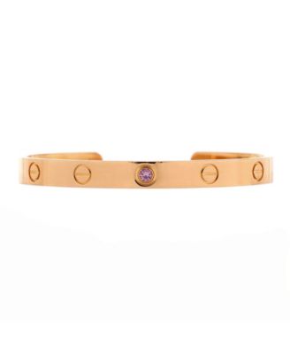 Pre-Owned Cartier Love Cuff Bracelet 18K Rose Gold with Pink Sapphire