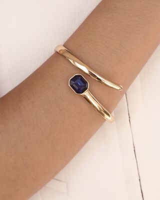 Color Stone Deco Cuff Bracelet in 18K Gold Plated