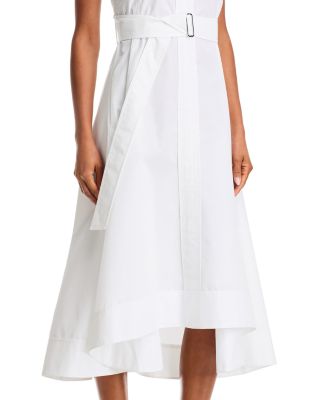 Sleeveless V Neck Belted Midi Dress