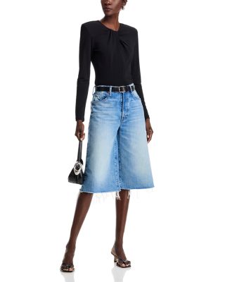 The Whole Fray Denim Culotte Shorts in Wipeout