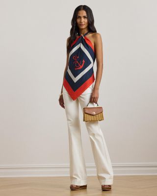 Ralph Lauren Stretch Cotton Canvas Wide Leg Pants | Bloomingdale's