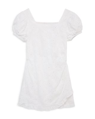 Habitual Kids - Girls' Puff Sleeve Faux Wrap Eyelet Romper - Big Kid