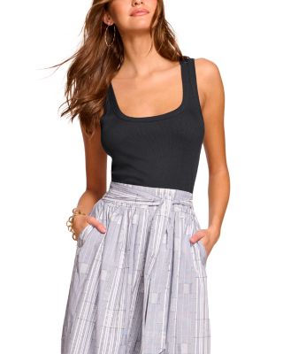 Aralyn Mixed Media Tie Waist Midi Dress