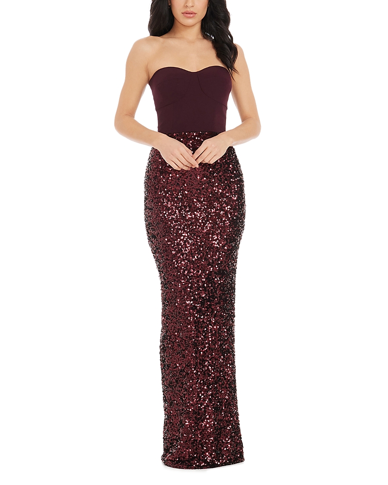 DRESS THE POPULATION DRESS THE POPULATION VADA SEQUIN SWEETHEART GOWN