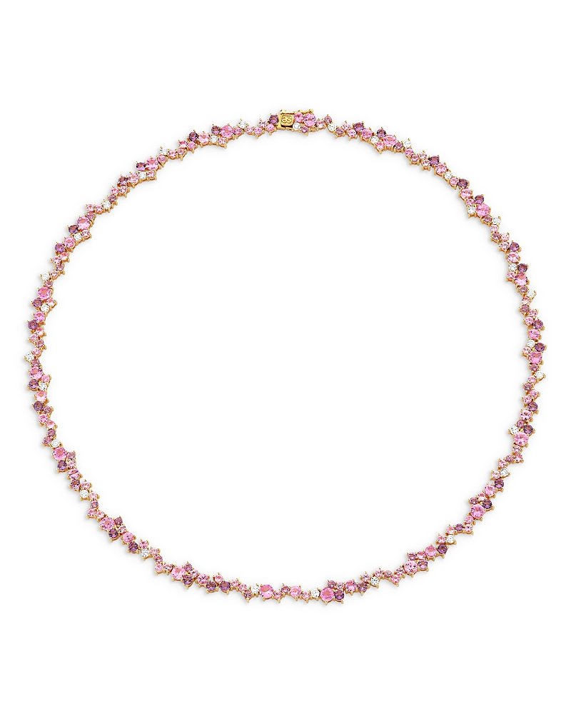 Sydney Evan 14k Yellow Gold Wicked Pink Sapphire, Amethyst, & Diamond Glinda Collar Necklace, 16 In Pink