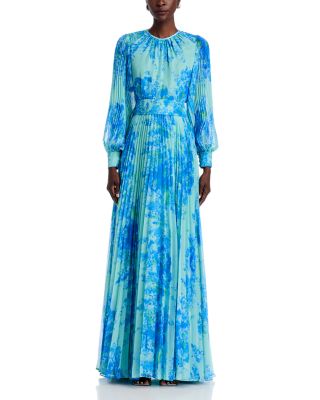  Floral Print Pleated Dress