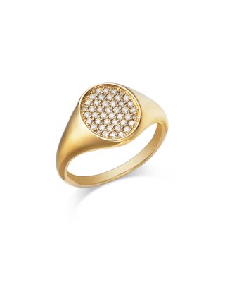 Bloomingdale's Fine Collection - Diamond Pav&eacute; Signet Ring in 14K Yellow Gold, 0.29 tcw
