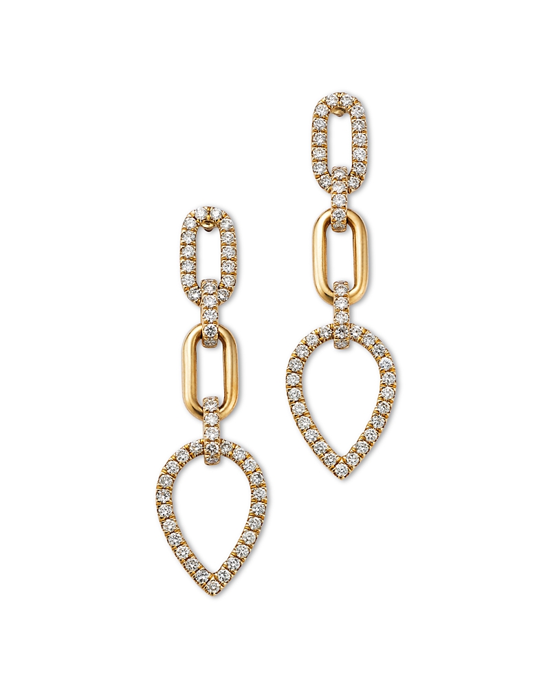 BLOOMINGDALE'S FINE COLLECTION DIAMOND OPENWORK LINK DROP EARRINGS IN 14K YELLOW GOLD, 0.75 CT. T. W.