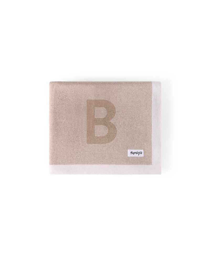 Namelyco Unisex Light Camel Multi Letter Blanket - Baby, Little Kid In B- Light Camel