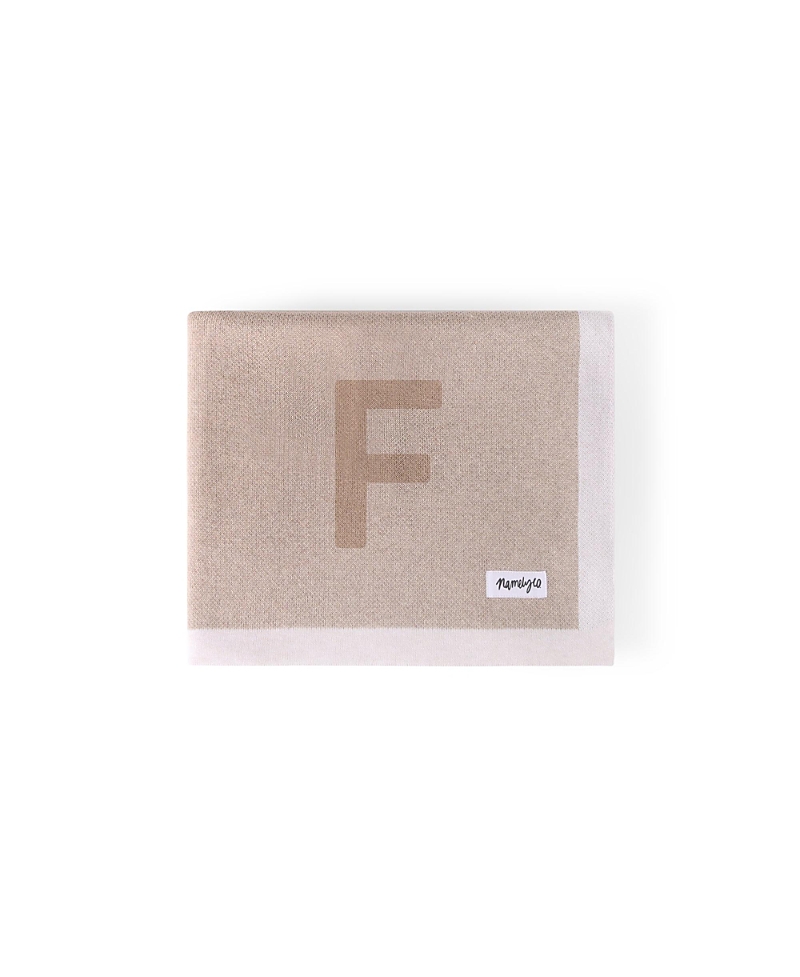 Namelyco Unisex Light Camel Multi Letter Blanket - Baby, Little Kid In F - Light Camel