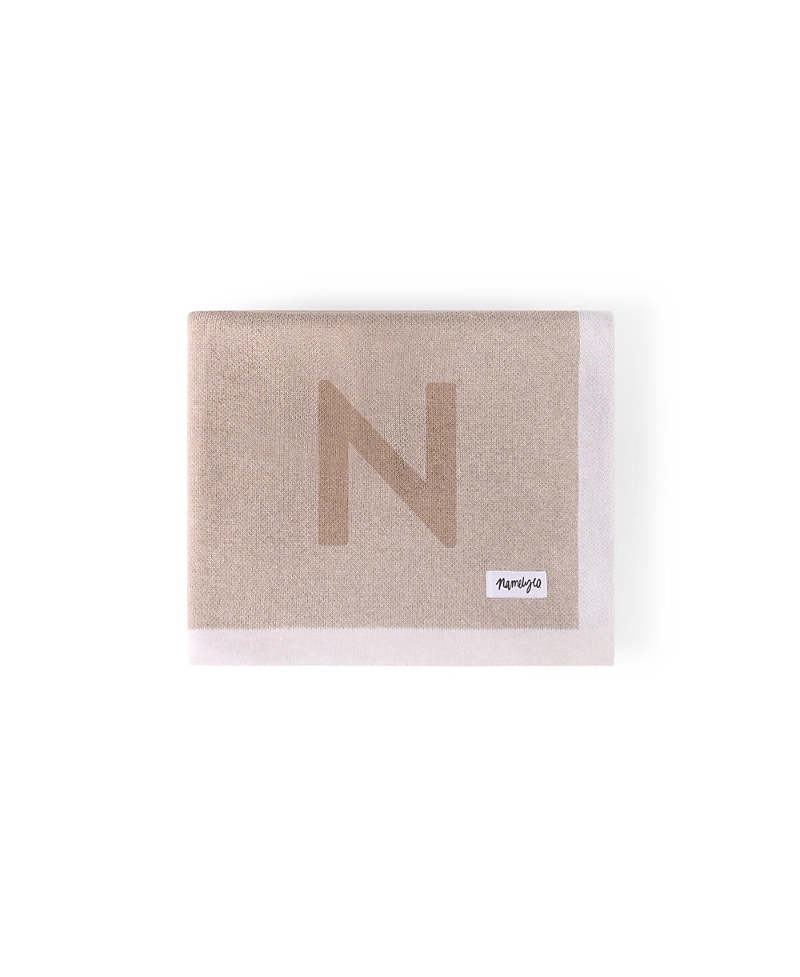Namelyco Unisex Light Camel Multi Letter Blanket - Baby, Little Kid In N - Light Camel