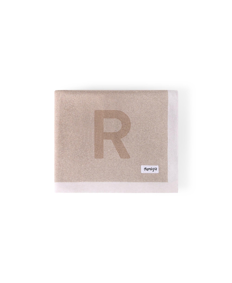 Namelyco Unisex Light Camel Multi Letter Blanket - Baby, Little Kid In R - Light Camel