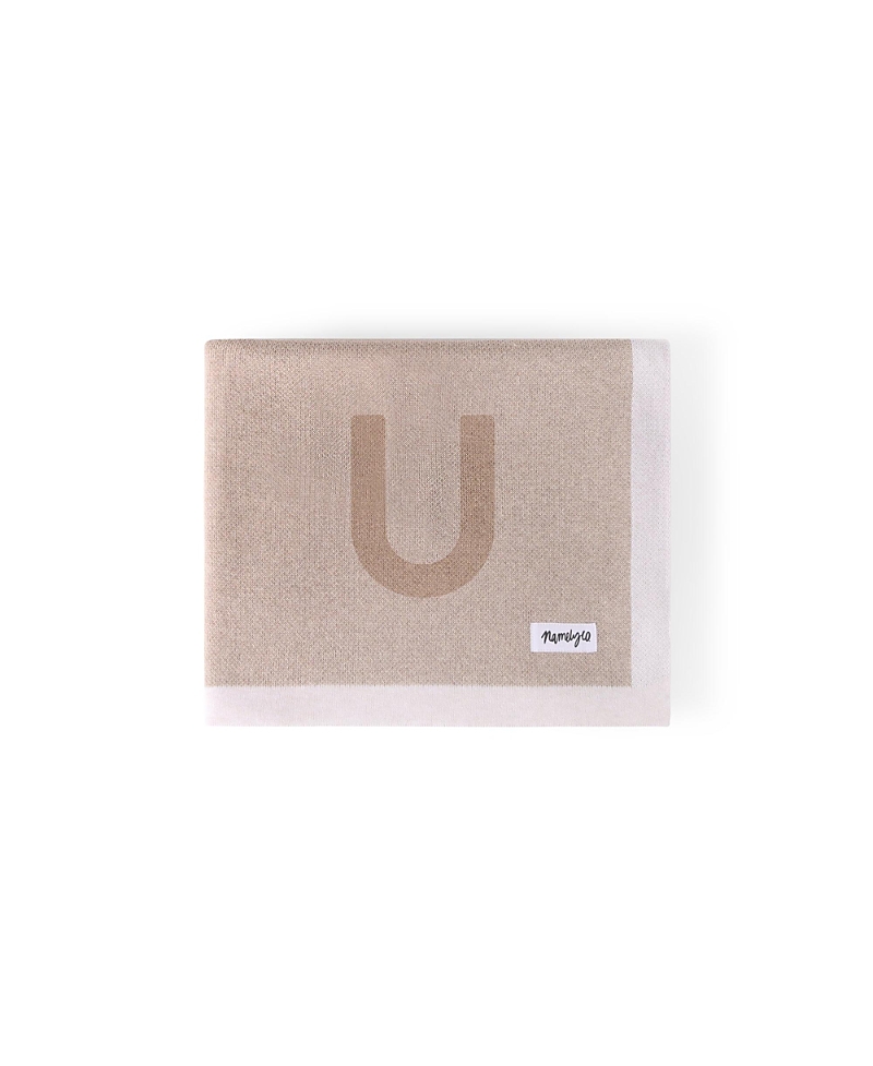 Namelyco Unisex Light Camel Multi Letter Blanket - Baby, Little Kid In U - Light Camel