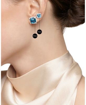 Sterling Silver Chateline Blue Topaz & Diamond Stud Earrings - Exclusive