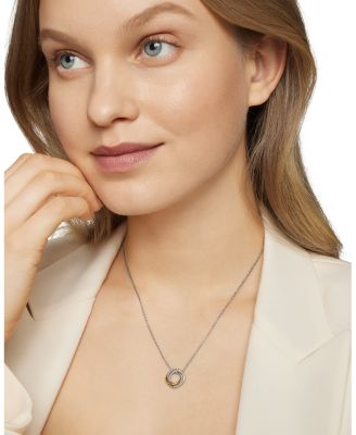 Sterling Silver &amp; 18K Yellow Gold Crossover Mini Pendant Necklace, 17&amp;quot;