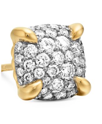 Chatelaine&reg; Stud Earrings in 18K Yellow Gold with Pav&eacute; Diamonds, 8mm
