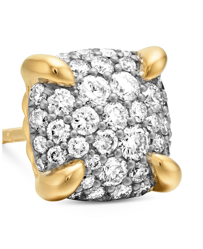 Chatelaine® Stud Earrings in 18K Yellow Gold with Pavé Diamonds, 8mm