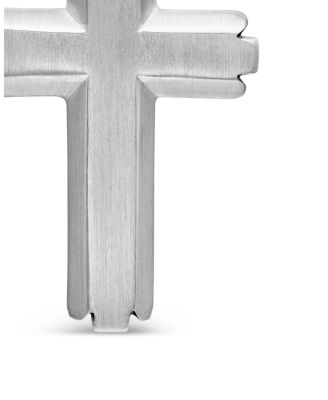 Men's Deco Cross Pendant in Sterling Silver with Black Diamonds, 34mm