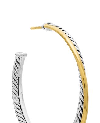 Sterling Silver & 18K Yellow Gold Crossover XL Hoop Earrings