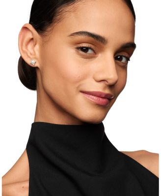 Pearl Stud Earrings in Sterling Silver with Pearls and Diamonds, 7.4mm