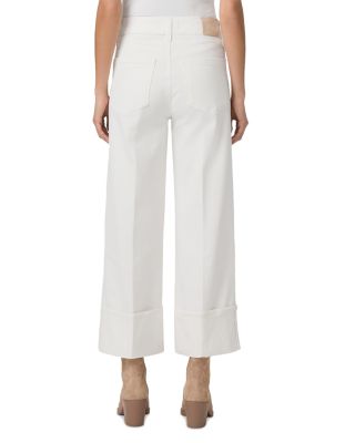 Sasha High Rise Ankle Wide Leg Jeans in Tonal Ecru