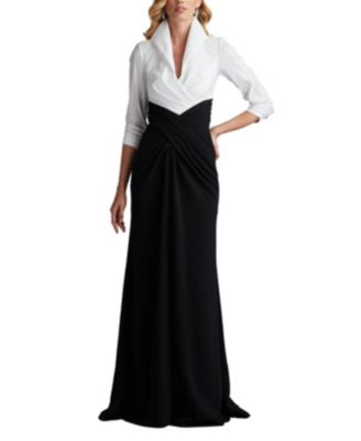 TADASHI SHOJI Size2　黒 NEW TADASHI SHOJI Sinnott Chenille Embroidered Gown in BLack