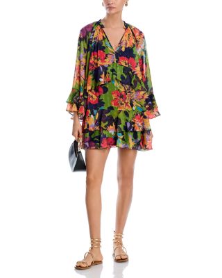 AQUA - Ruffle Floral Mini Dress -Exclusive