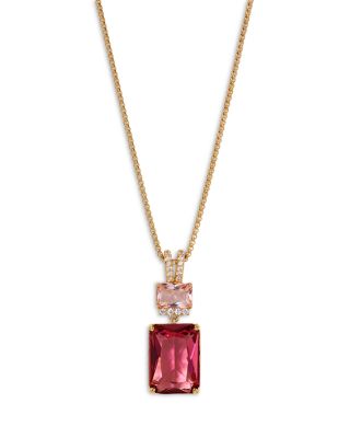 Macaron Cubic Zirconia Double Drop Pendant Necklace in 18K Gold Plated, 16"-18"