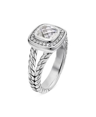 Petite Albion Ring with White Topaz & Diamonds