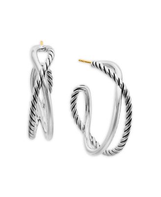 David Yurman - Crossover Hoop Earrings in Sterling Silver, 33.7mm