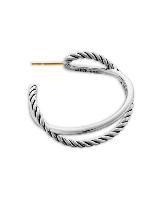 Crossover Hoop Earrings in Sterling Silver, 33.7mm